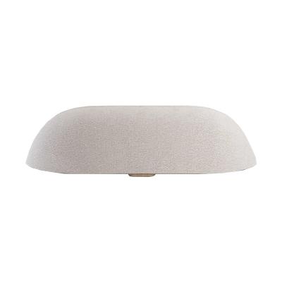 China Convertible Beetle Stool Customized White Fabric I Shape Foot Stool Stool Pouf With Stainless Steel Base for sale