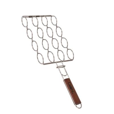 China Easily Cleaned Simple and convenient BBQ corn grill basket charcoal tools with wooden handle for sale