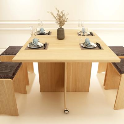 China Extendable base on practical design rectangle eco-friendly solid wood marble dining table set modern design for dining room use for sale