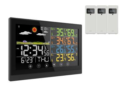 China 3 Channel Wireless Wifi Weather Station High Precision Electronic Weather Station With Touch Screen for sale