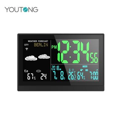 China ODM Tabletop Weather Forecaster With Color Screen 3 Day Forecast Wifi Weather Clock for sale