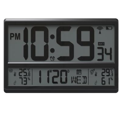 China Modern Design Digital Wall Clock with Indoor and Outdoor Temperature Monitoring for sale