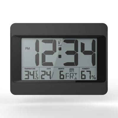 China Digital Atomic Jumbo Wall Clock with Indoor Outdoor Temperature Display and Calendar for sale