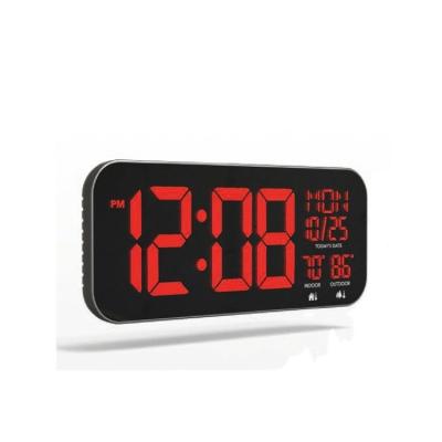 China Square Living Room Light Up Digital Clock With Indoor And Outdoor Temperature for sale