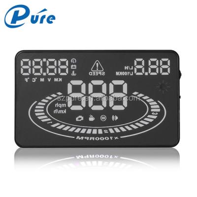 China Car Safe 5.5 Inch OBDII HUD Windshield Projector Vehicle Fuel Consumption Driving Head Up Display Speed ​​Warning Device for sale