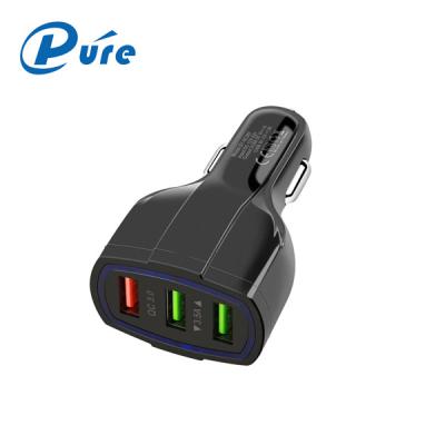 China New Arrival Auto Car Charger 3.0 USB Car Charger Fast Auto Adapter Adapter with 3 Port USB Charger for iPhone for sale