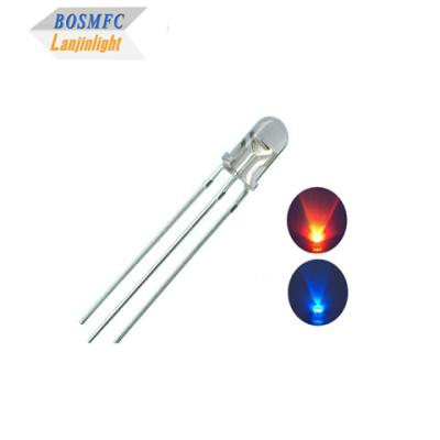 China 1.8V-2.4V Dual Color LED Diode 5mm Through Hole Red Blue Color High Brightness for sale