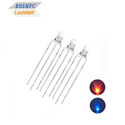 China Bi color 3mm LED Red & blue  commom anode and commom cathode Through Hole LED Heat Dissipation for sale