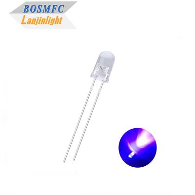 Chine Tête ronde 5 mm Ultraviolet LED 385nm 395nm Lentille transparente à l'eau pour lampe à moustiques à vendre