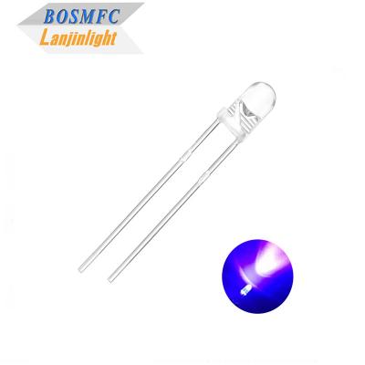 China 3mm F3 Dip UV LED Chip 395nm 405nm Through Hole For Nail Polish Curing for sale