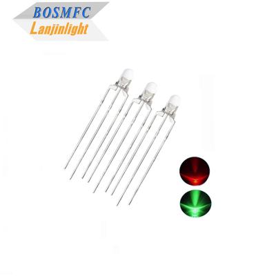 China Bi Color 3mm Through Hole LED Multifunctional 20mA Red & Green Light for sale