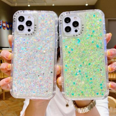 China HONATOP Shockproof SHSCASE Luminous 3 in 1 Luxury Bling Bling Glitter Phone Case for iPhone 13 12 11 pro Max Xs Xr Xs Max 7 8 plus for sale