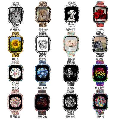 China Honatop Rubber Silicone With Design Print For Apple Watch Bands 38/40/42/44mm Sets With Watch Case for sale