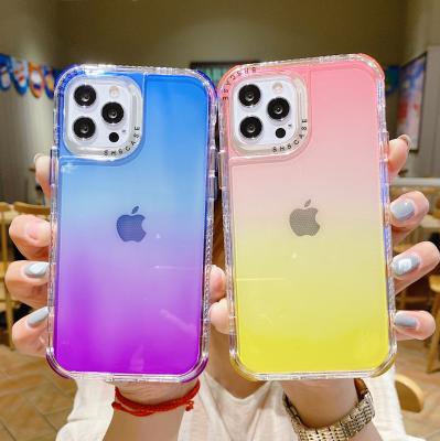 China 2021 Anti-fall honatop transparent gradient shockproof shscase color for iphone 12/13 pro phone case max cover for sale