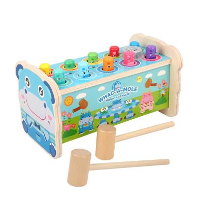 China Educational Wooden Hamster Knocking Games Knocking Gopher Children's Grinding Noise Toys Early Montessori Hammer Pile Bench Toddler Toys for sale