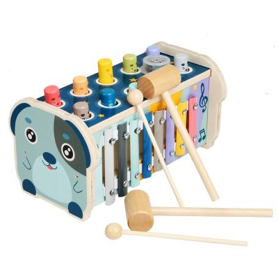 China Educational Gopher Games Hitting Hamster Hitting Wooden Toys Babies Children's Gift Sound Pile Grinding Pile Hammer Bench Toddlers Early Study for sale