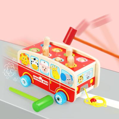 China Educational Gopher Knocking Hamster Knocking Early Study Montessori Wooden Hammer Toys Babies Gift Healthy Bench Grinding Pile for sale