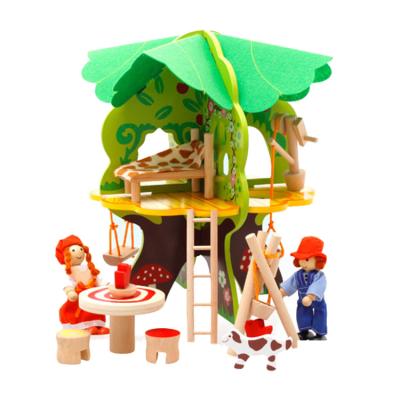 China Educational Children's Wooden Fairy Tree Doll House Role Play Furniture Indoor Outdoor Toys Sets Pretend Simulation Educational Fun Items for sale