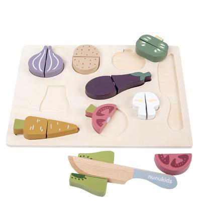 China DIY TOY Montessori Wooden Kitchen Fruit Cutting Food Pretend Play Room Educational Toys Shape Matching Practical Ability Development for sale