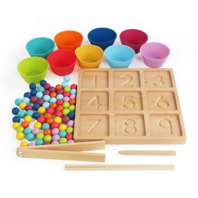 China Toy Montessori Digital Matching Sketch Educational Exercise Clip Beads Board Intelligence Educational Development Mathematical Discovery Wooden Toys for sale