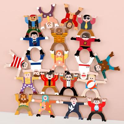 China Montessori Balance Hercules High Games Capacity Training Cardboard Character Gift Educational Wooden Stacking Practical Toys for sale