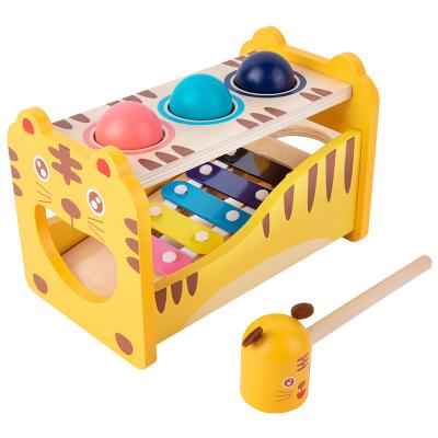 China Montessori Educational Wooden Punch Xylophone Sounding Toys Hitting Games Round Falling Running Ball Children's Practical Skills for sale