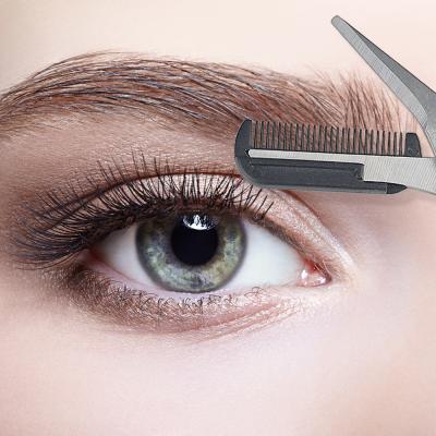 China Right Handed Scissors Wholesale Beauty Tools Eyebrow Trimmer Scissors With Comb Black Eyebrow Scissors for sale