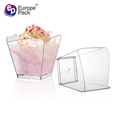 China Wholesale mini disposable pudding jelly ps tasting cup plastic mousse square plastic ice cream cup Te koop