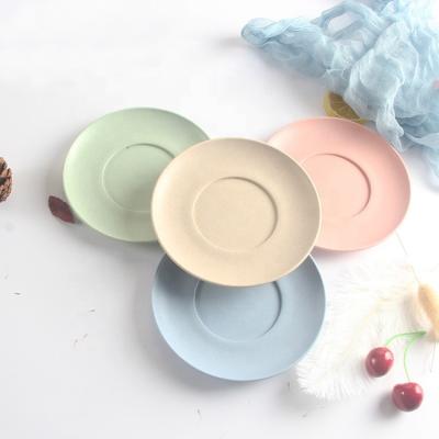 China Wholesale Custom Biodegradable Wheat Straw Colorful Round Dinner Plates Cutlery Set for sale