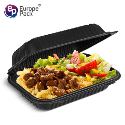 China Eco-friendly food grade cornstarch plastic black biodegradable microwave food container for sale