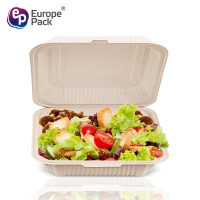 China Europe-Pack new arrival 1500ml biodegradable clamshell plastic 3 compartments food container for sale