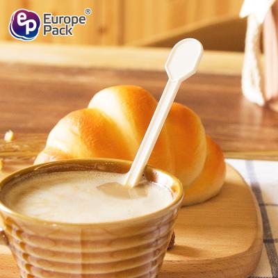 China Wholesale biodegradable starch plastic long handle small tea honey coffee stirring mixing spoon à venda