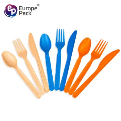 China Cutlery with Napkin Colorful PLA Plastic Wholesale Disposable Flatware Sets Support Top Level Quality Knife Spoon Fork S Te koop