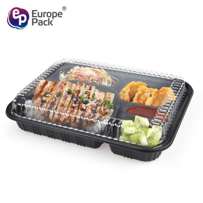 China Japanese Disposable Bento Tiffin Lunch Boxes Black with 5 Compartments Storage Boxes & Bins Food Container Plastic for F à venda