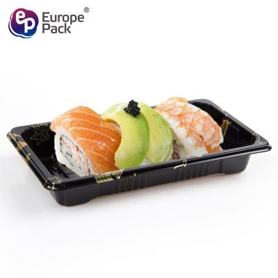 China Best selling one time ps plastic square plate sushi tray with lid for sale