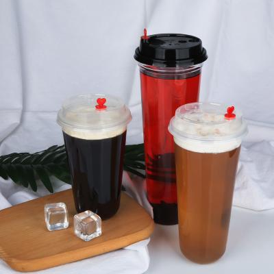 中国 Custom printing juice coffee milk tea cold drink take away cup clear PET disposable plastic cups with lids 販売のため