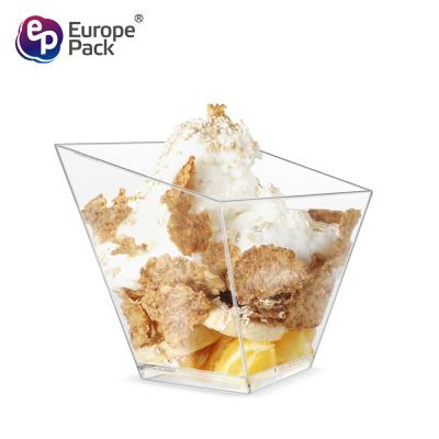 Китай Transparent disposable 2oz plastic dessert cups with irregular shape продается