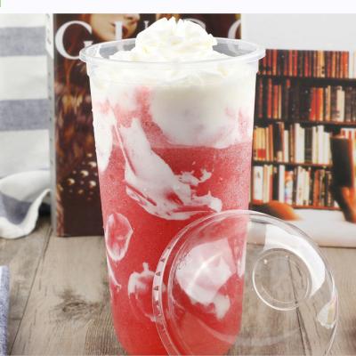 中国 700ml PP U Shape cup Clear Disposable Plastic cup Boba Bubble Milk Tea Cold Drinking Cup 販売のため