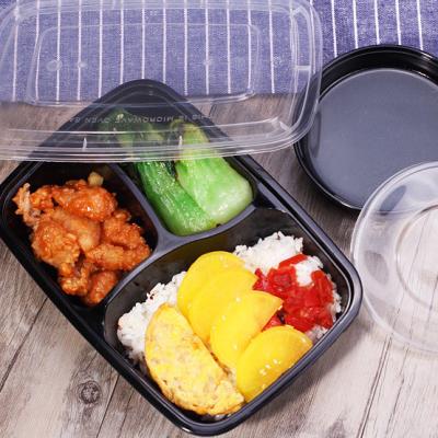 中国 New design disposable PP 3 compartment food container with sauce dish 販売のため