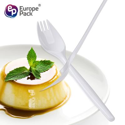 Китай Eco Friendly plastic clear spoon fork with cake reusable plastic spork продается