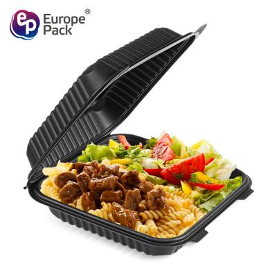 Κίνα New arrival biodegradable corn starch 8 inch clamshell black food bento lunch boxes προς πώληση