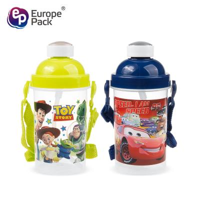 Cina School children bpa free cartoon 270ml drinking bottle plastic kids water bottle with straw in vendita