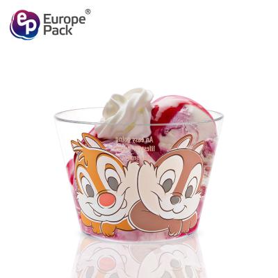 China Desniy cartoon pattern plastic cup cake milk dessert cup Te koop