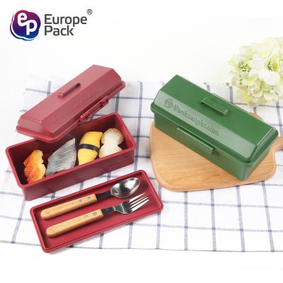 China Portable lunch box with cutlery can  microwave  plastic sushi box Te koop