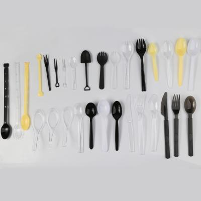 중국 OEM pp/ps/pla plastic flatware cutlery sets ,disposable flight plastic spoon fork and knife wholesales color size custom 판매용