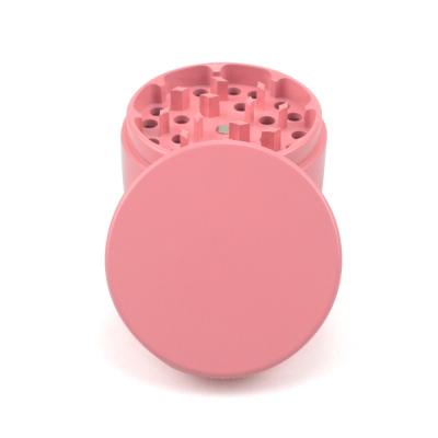 China Premium Aluminum Ceramic CNC Herb Grinder Smoking Accessories Weeds Tobacco 4 Layers Pink Herb Grinder for sale