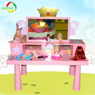 China Makeup Steel Toys Girls Educational Puzzle Dressing Up Kids Makeup Beauty Game Table For Girl Present for sale