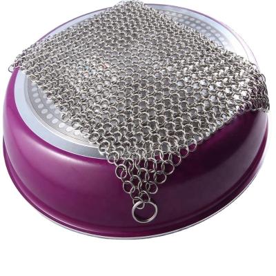 China Beautiful Metal Pan Scrubber Chainmail Mesh for sale