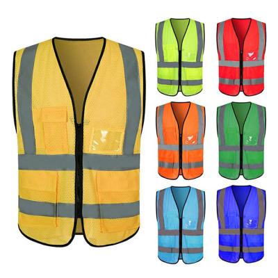 China Breathable Mesh Hi Vis Printing Reflect Warning Safety Reflective Vest With Pockets High Visibility Clothing for sale