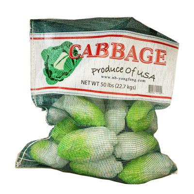 China Recyclable Cabbage Bag With Label PP Gauze Mesh Bags For Cabbages for sale